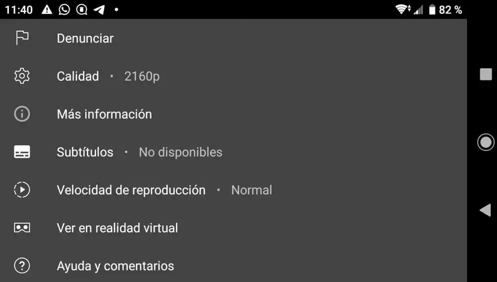 Ajustes de Vídeo en YouTube