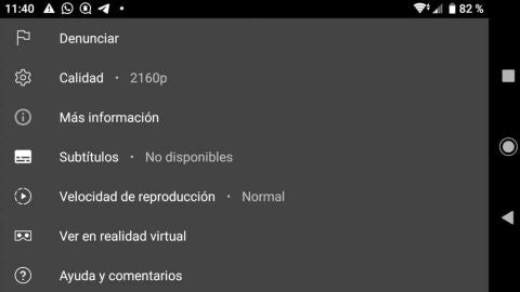 Ajustes de Vídeo en YouTube