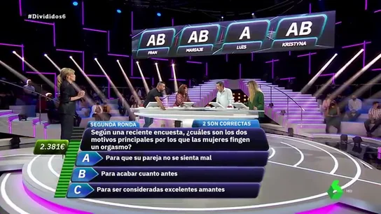 El debate de los concursantes de Divididos sobre los motivos de fingir un orgasmo El debate de los concursantes de Divididos sobre los motivos de fingir un orgasmo