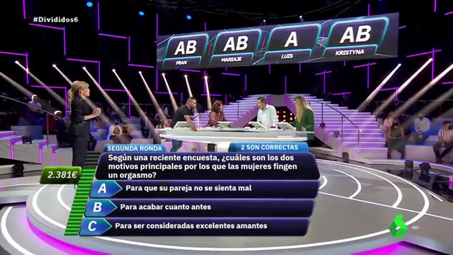 El debate de los concursantes de Divididos sobre los motivos de fingir un orgasmo El debate de los concursantes de Divididos sobre los motivos de fingir un orgasmo