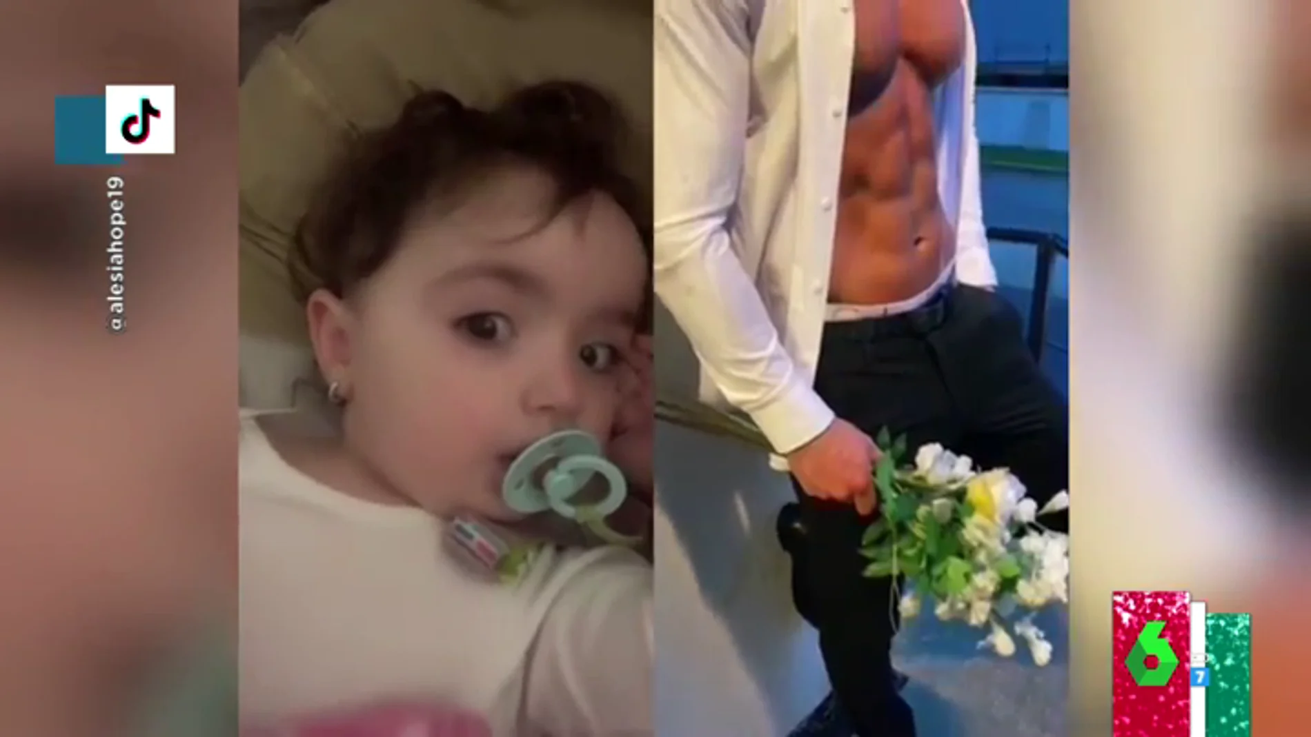 La reacción viral de una bebe al ver un vídeo de un chico con abdominales