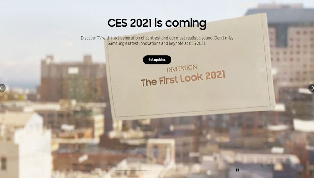 Anuncio en la web de Samsung del evento de enero de 2021.