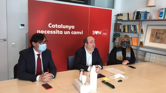 Illa junto a Miquel Iceta en la reunión de la Ejecutiva del PSC Illa junto a Miquel Iceta en la reunión de la Ejecutiva del PSC