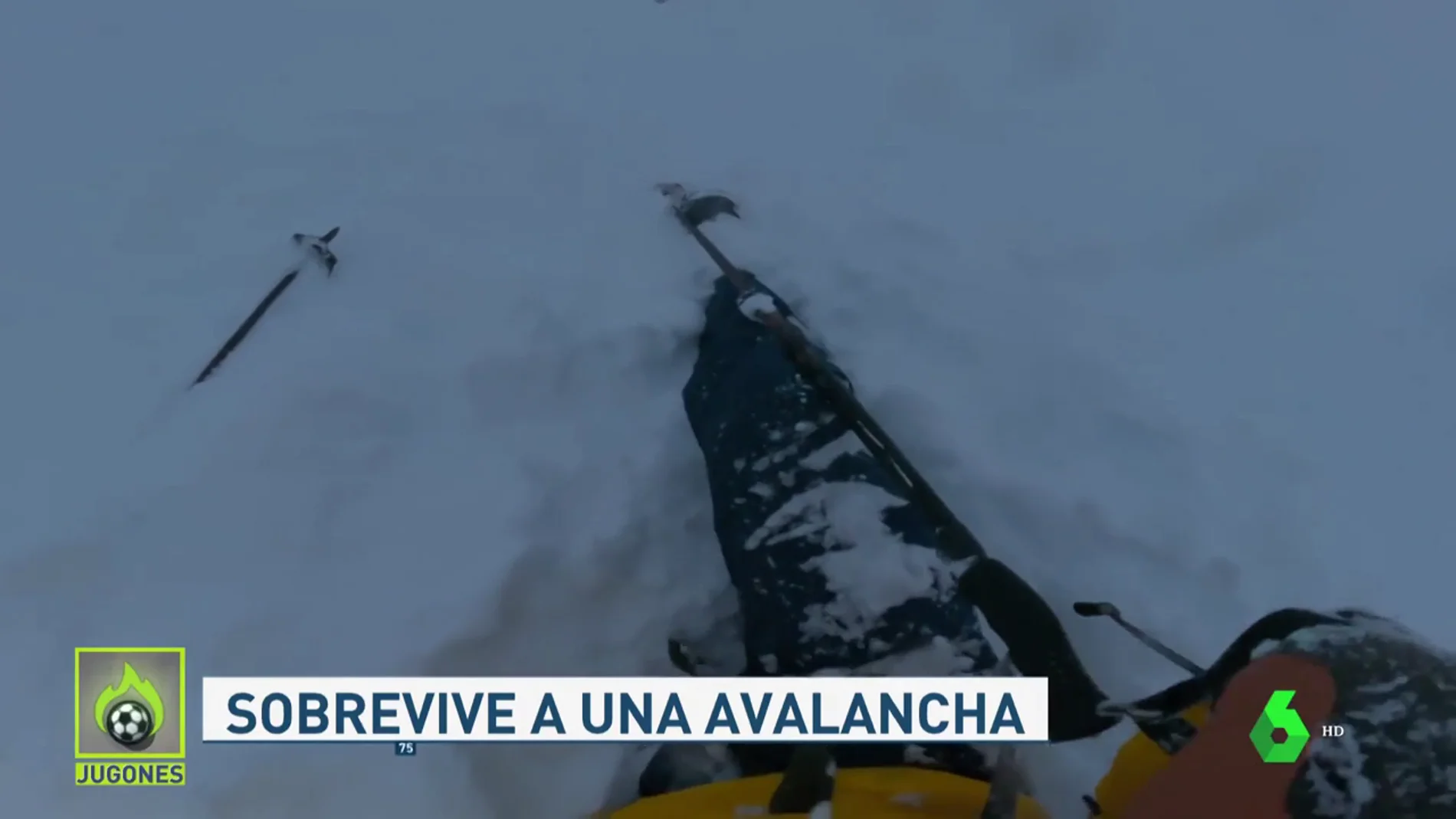 El angustioso momento en el que un esquiador queda atrapado en una avalancha