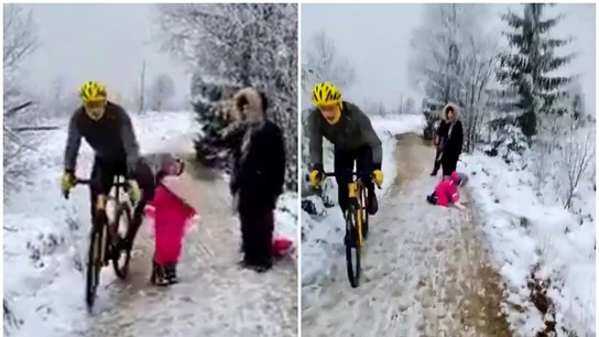 Un ciclista pega un rodillazo a una niña Un ciclista pega un rodillazo a una niña