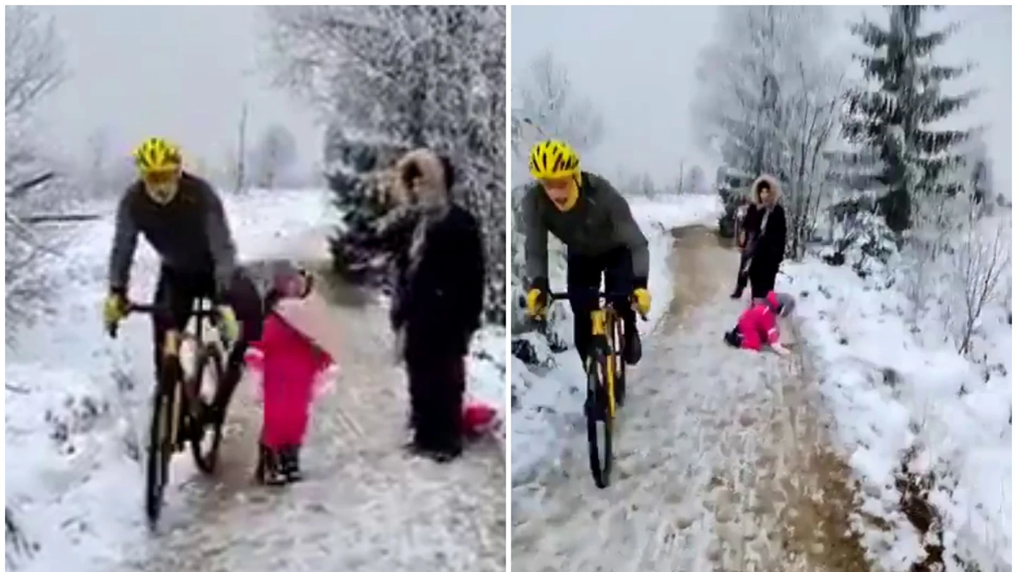 Un ciclista pega un rodillazo a una niña Un ciclista pega un rodillazo a una niña