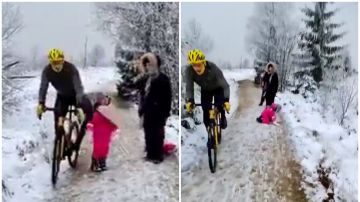Un ciclista pega un rodillazo a una niña