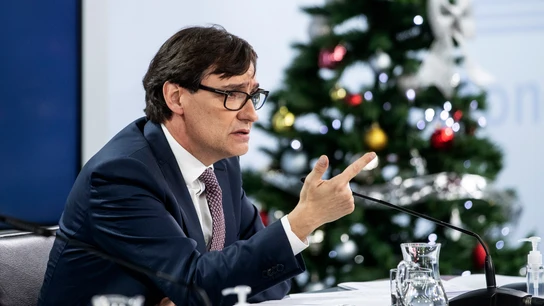 Salvador Illa, ministro de Sanidad, durante una rueda de prensa Salvador Illa, ministro de Sanidad, durante una rueda de prensa