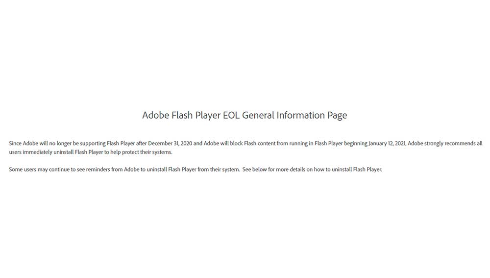 El mensaje del fin de Adobe Flash