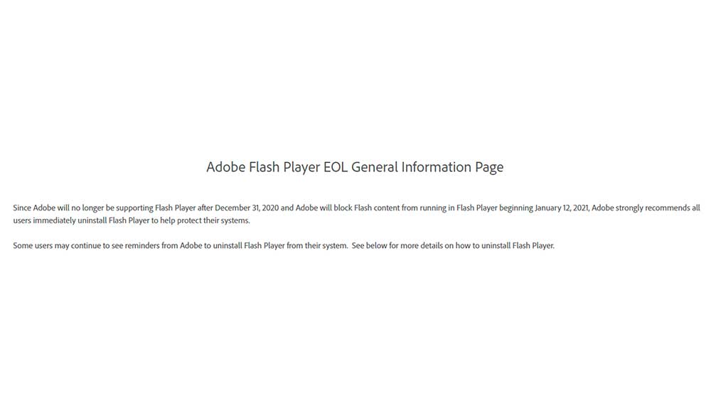 El mensaje del fin de Adobe Flash