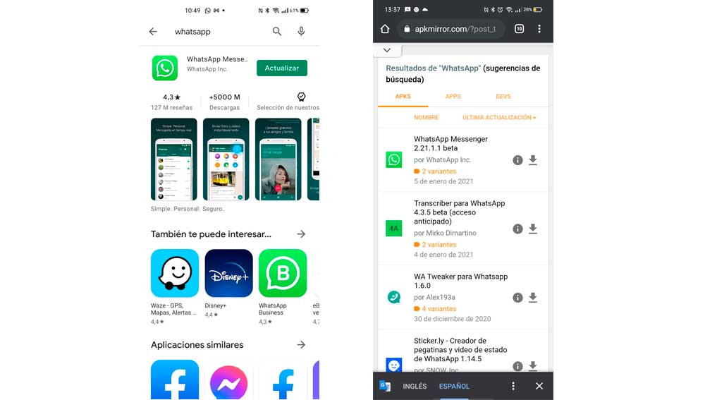 Actualizando WhatsApp