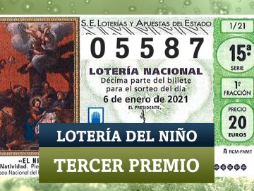 05587, el tercer premio de la Lotería del Niño 2021