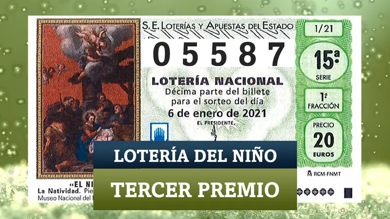 05587, el tercer premio de la Lotería del Niño 2021