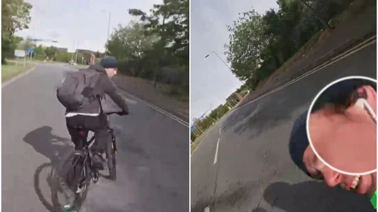 Un ciclista choca con una moto Un ciclista choca con una moto