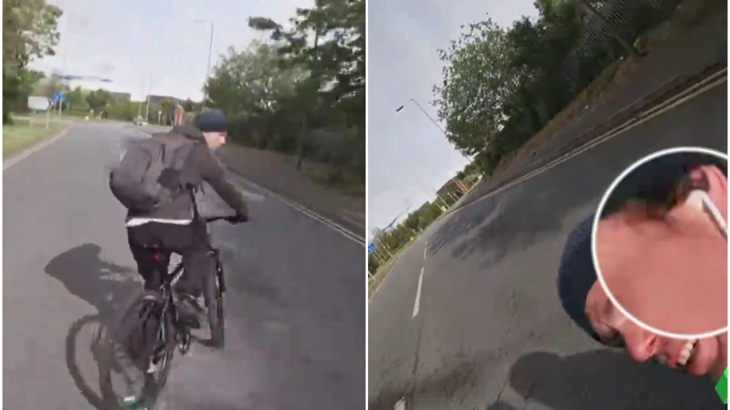 Un ciclista choca con una moto Un ciclista choca con una moto