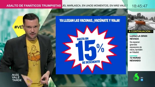 Polémica campaña publicitaria de una reconocida aerolínea: "Reserva para el verano. Ya llegan las vacunas" Polémica campaña publicitaria de una reconocida aerolínea: "Reserva para el verano. Ya llegan las vacunas"