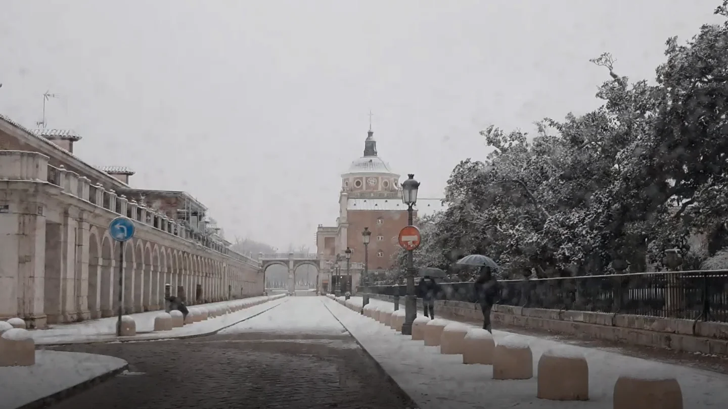 Así se ha visto la nieve en Aranjuez esta mañana Nieve en Madrid