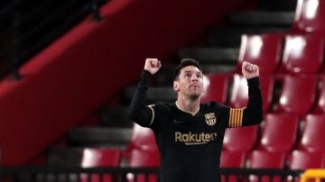 Messi celebra un gol con el Barcelona