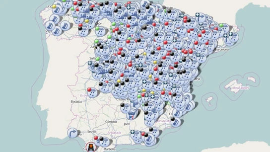 Imagen del mapa de España con las incidencias en las carreteras Imagen del mapa de España con las incidencias en las carreteras
