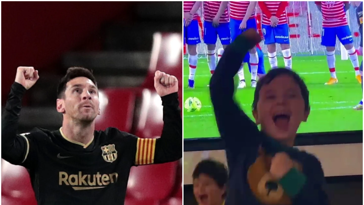 Leo Messi y Mateo Messi celebran un gol Leo Messi y Mateo Messi celebran un gol