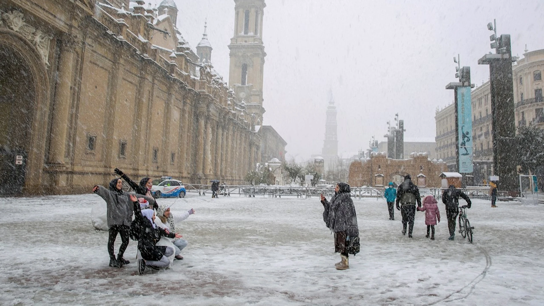 Imagen de la nevada en Zaragoza