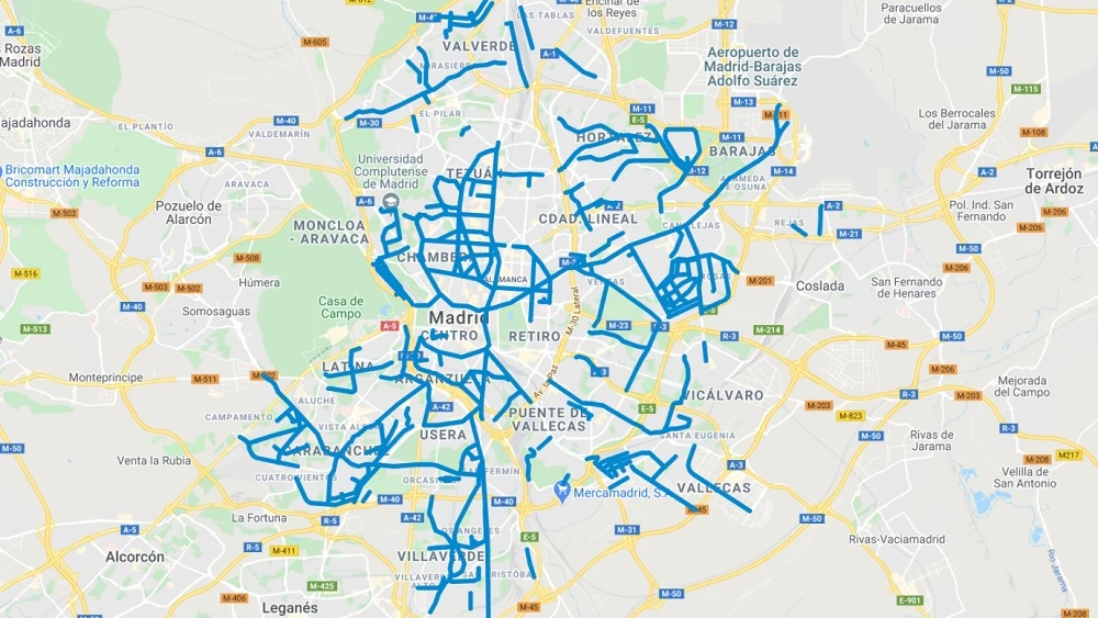 Mapa de las calles de Madrid donde ya ha sido retirada la nieve