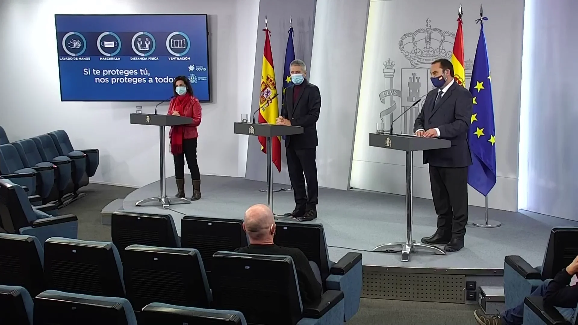 Robles, Marlaska y Ábalos, en rueda de prensa