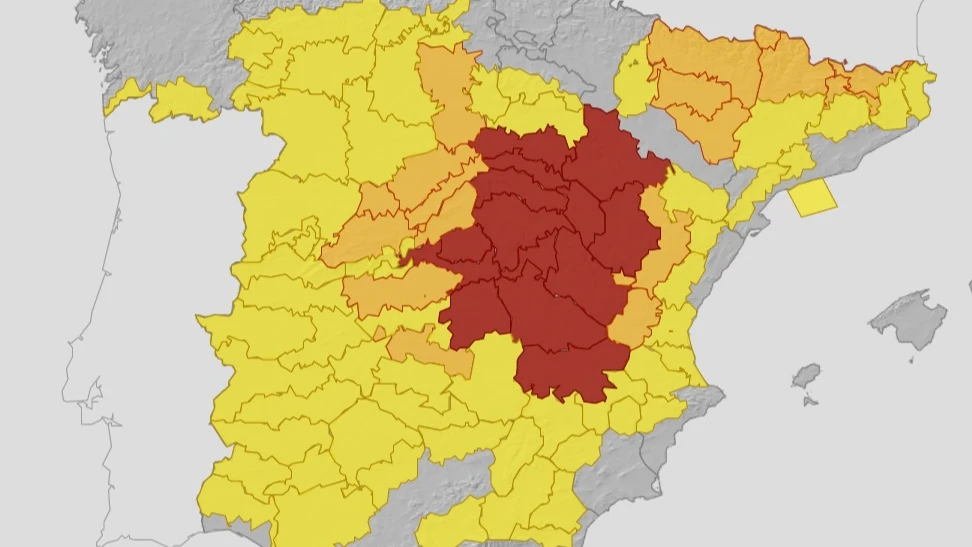 El mapa de las alertas por temperaturas extremas en España