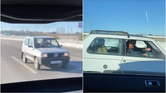 Los jugadores del Atlético en un Fiat Panda Los jugadores del Atlético en un Fiat Panda