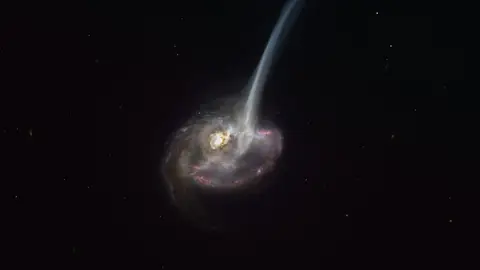 Muerte de una galaxia por una colosal eyeccion de gas Muerte de una galaxia por una colosal eyeccion de gas