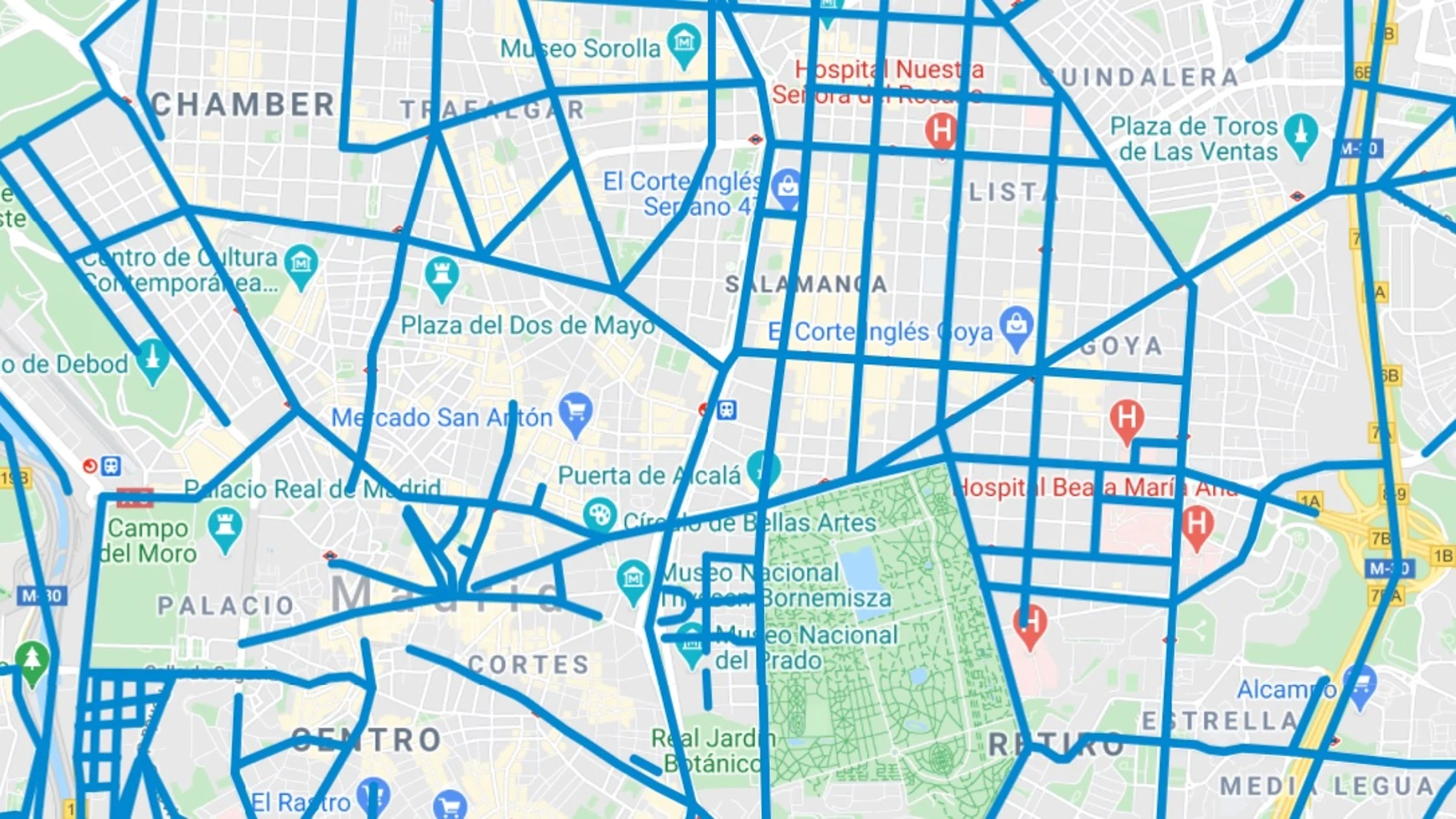 El mapa de las calles de Madrid que ya están limpias de nieve