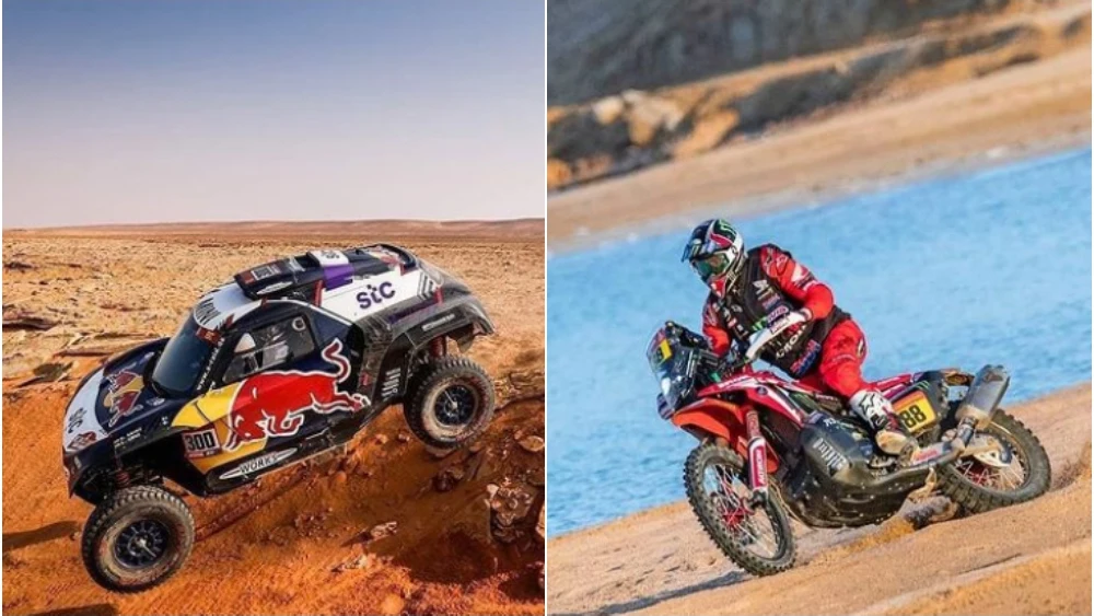 Carlos Sainz y Joan Barreda en el Dakar 2021