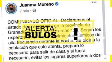 Falso tuit de Juanma Moreno difundido en redes sociales