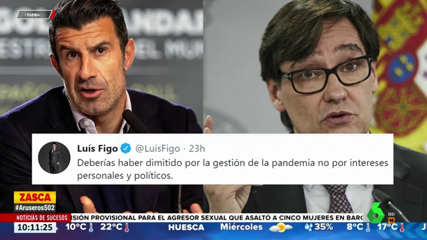 El 'dardo' de Figo para despedirse de Salvador Illa: "Deberías haber dimitido por la pandemia" El 'dardo' de Figo para despedirse de Salvador Illa: "Deberías haber dimitido por la pandemia"