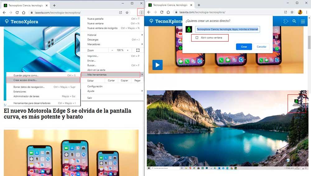 Creando un acceso directo en Chrome