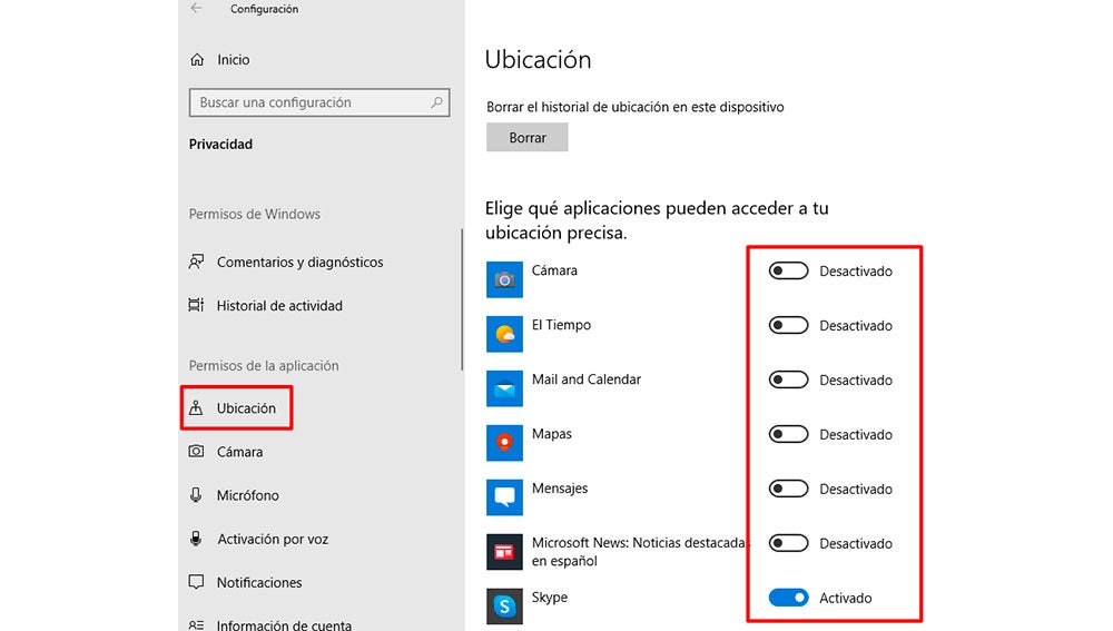 Comprobando las aplicaciones que tienen acceso a la ubicación