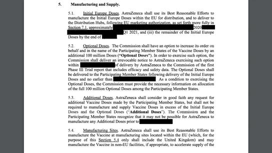Documento del contrato de AstraZeneca y la UE Documento del contrato de AstraZeneca y la UE