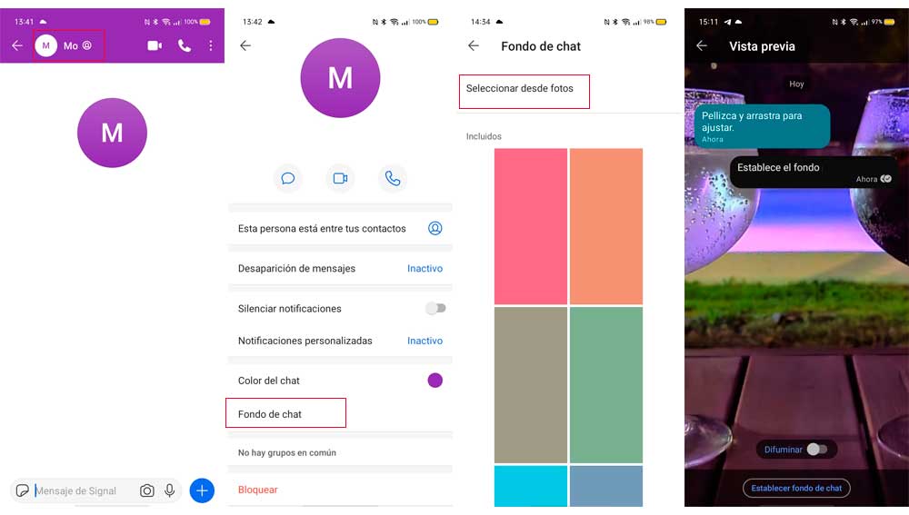 Cambiando el fondo de nuestros chats en Signal