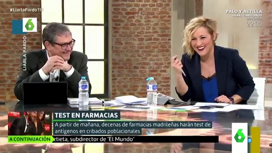 La incómoda pregunta de Cristina Pardo a Marhuenda: "Paco, ¿tú que eres más, de antígenos o de test anal?" La incómoda pregunta de Cristina Pardo a Marhuenda: "Paco, ¿tú que eres más, de antígenos o de test anal?"