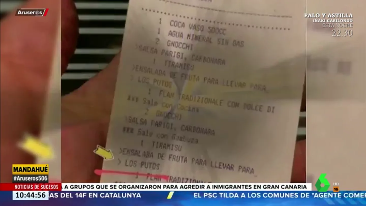 Una pareja denuncia un abuso homófobo en un restaurante: esta fue la anotación que les pusieron en el ticket Una pareja denuncia un abuso homófobo en un restaurante: esta fue la anotación que les pusieron en el ticket