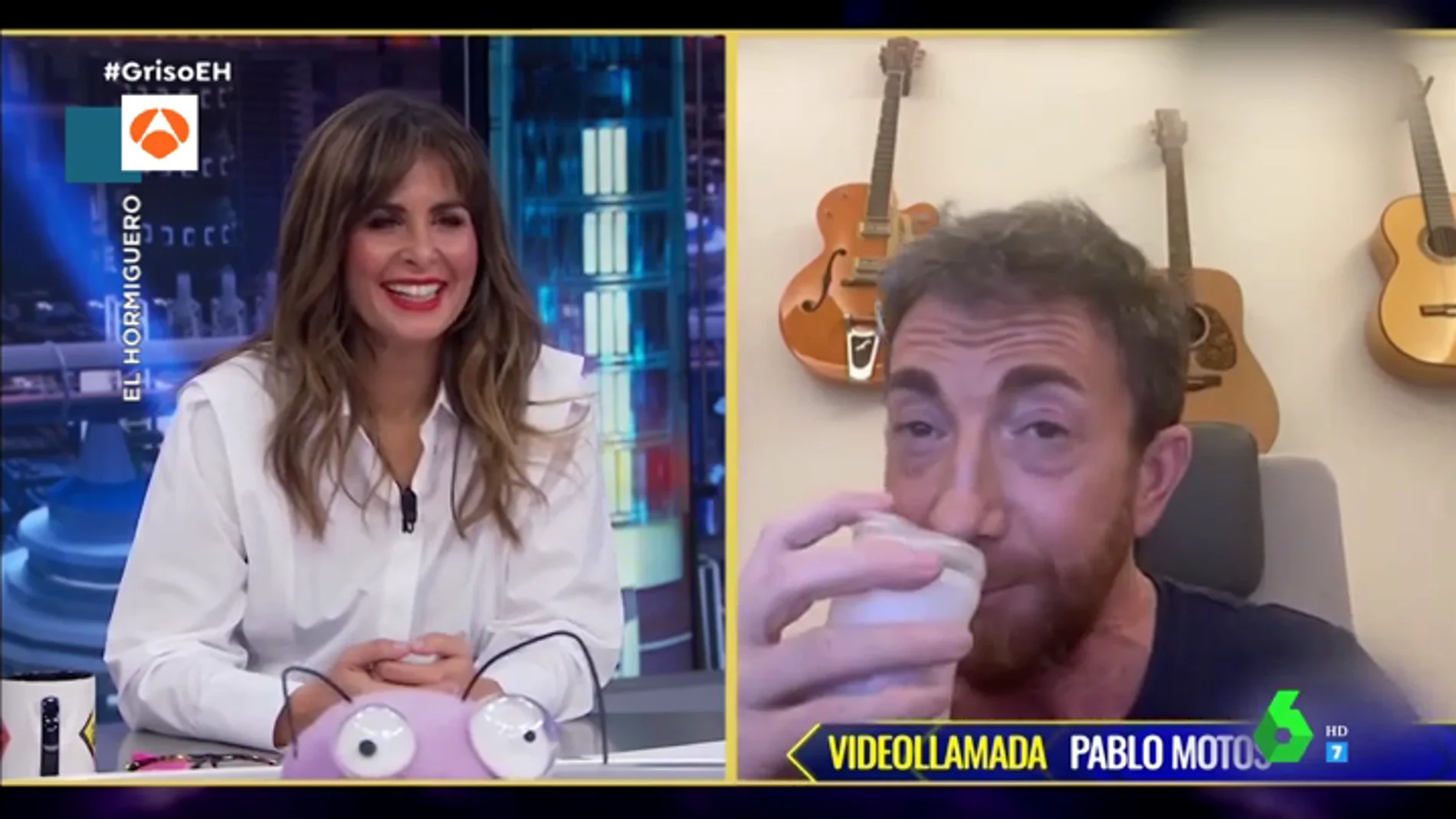 La pillada a Pablo Motos en plena videollamada con Nuria Roca en 'El Hormiguero'