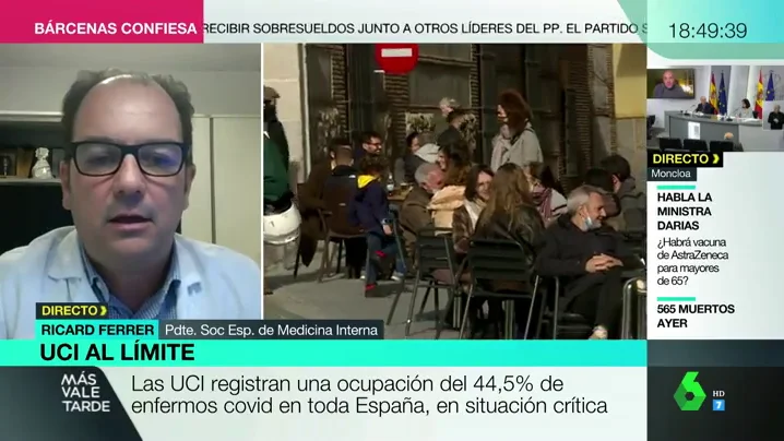 La respuesta de un internista a las palabras de Aguado en MVT: "Si se relajan medidas podría fallecer gente por no tener una cama UCI" La respuesta de un internista a las palabras de Aguado en MVT: "Si se relajan medidas podría fallecer gente por no tener una cama UCI"