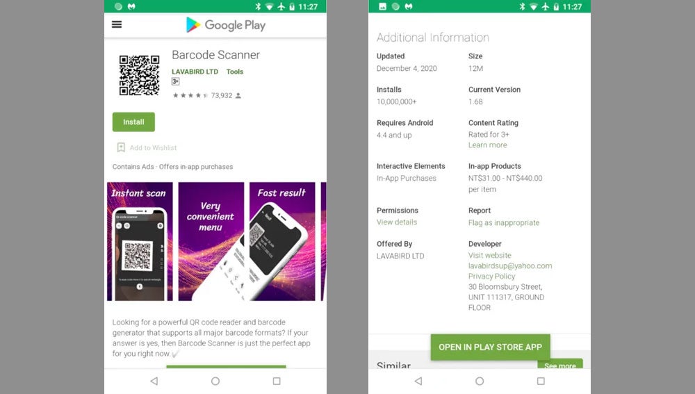 Aplicación con 'malware' detectada en la Play Store de Android.