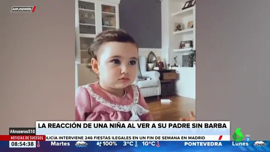 La tierna reacción de una niña al ver a su padre sin barba por primera vez La tierna reacción de una niña al ver a su padre sin barba por primera vez
