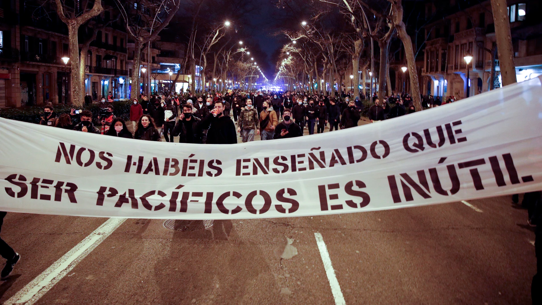 Manifestación por la libertad de Pablo Hasél en Barcelona