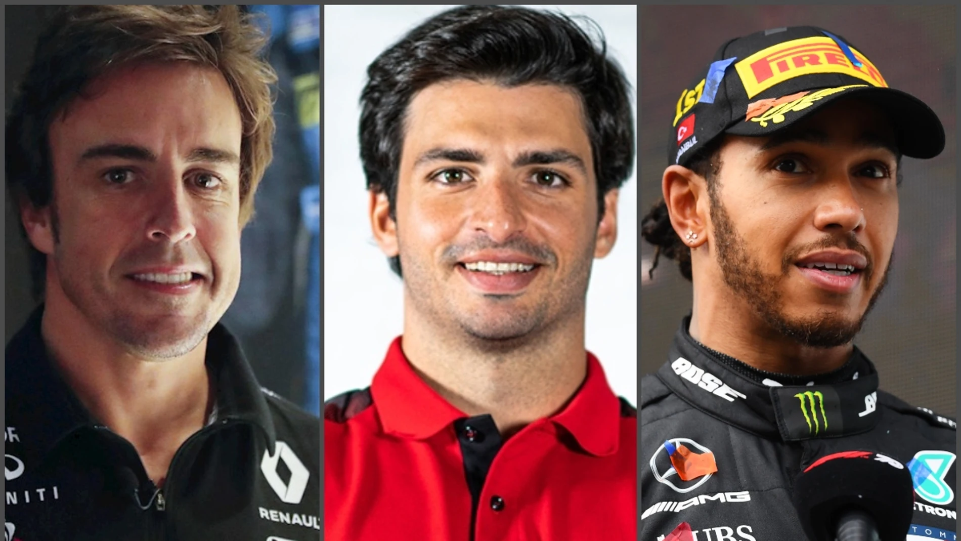 Alonso, Sainz y Hamilton