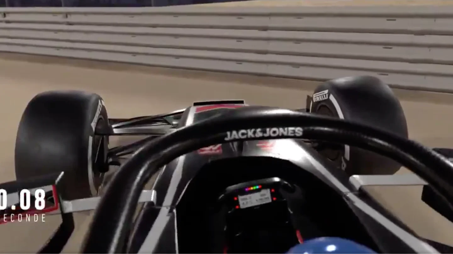 Recreación del accidente de Romain Grosjean en Baréin Recreación del accidente de Romain Grosjean en Baréin