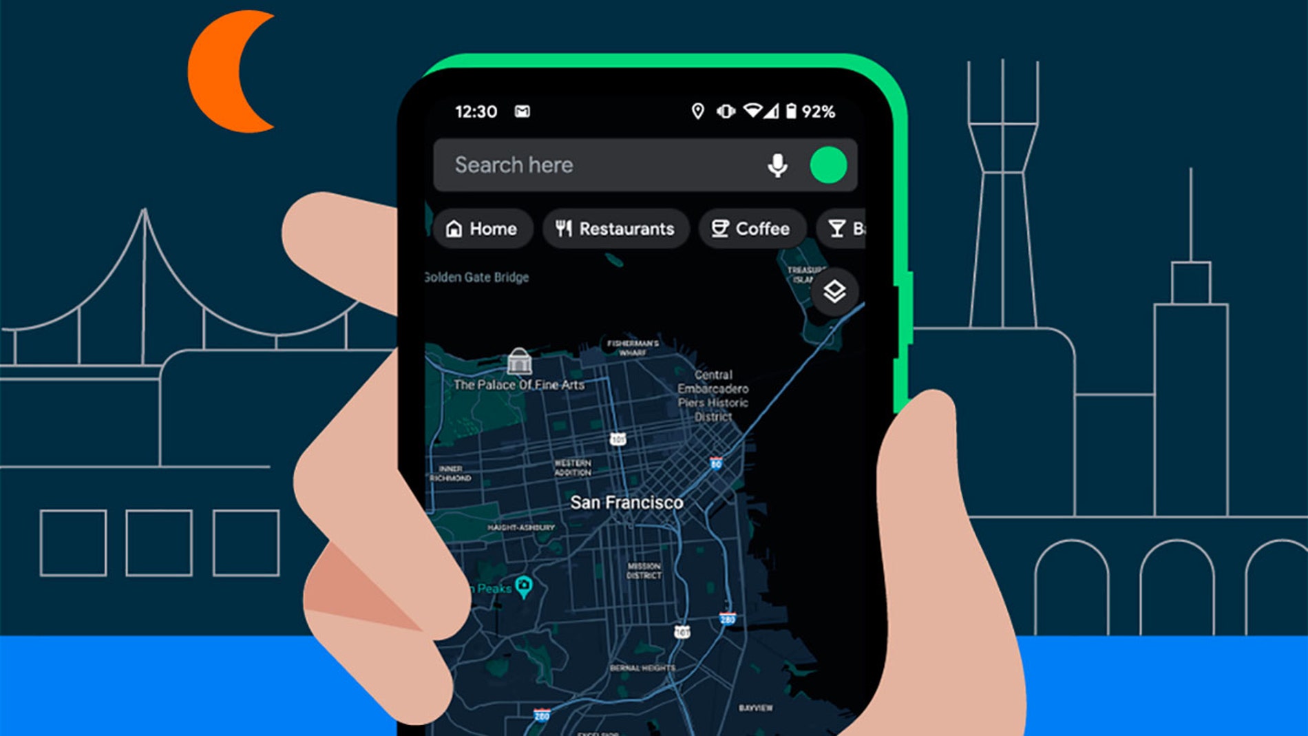 Modo oscuro de Google Maps