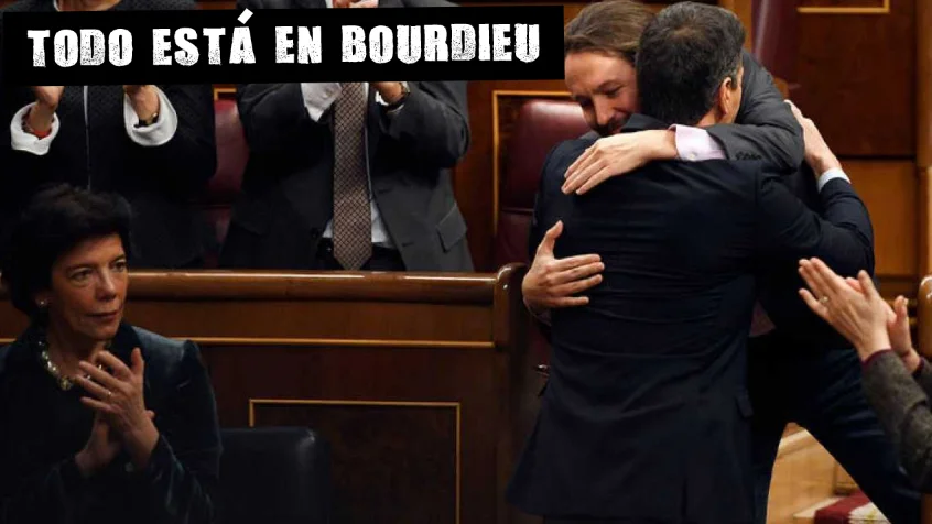 Abrazo de Pablo Iglesias y Pedro Sánchez en el Congreso