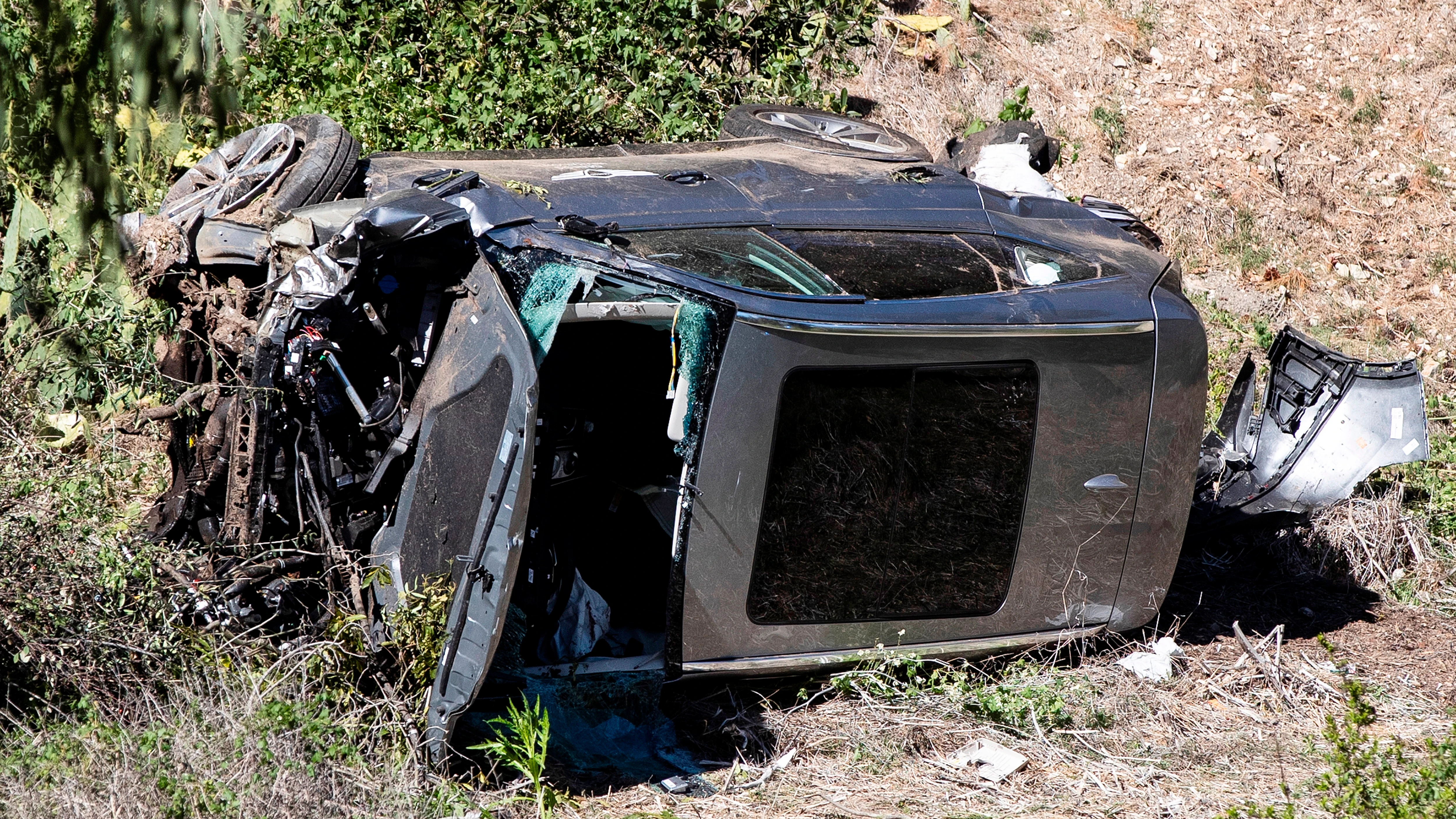 Así quedó el coche de Tiger Woods tras el accidente